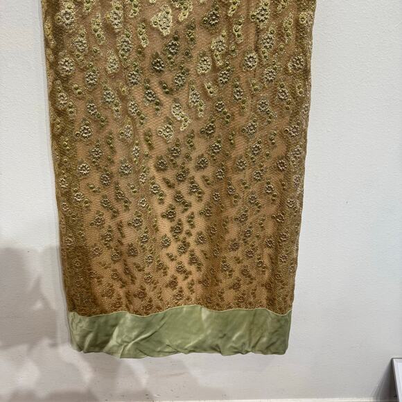 Malcolm Starr Gold Ornate Lace 60's Vintage Evening Gown Sz 6 - Picture 3 of 8